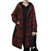 Women's Plaid Tweed Coat Hooded Mid Length Loose Plus Size Autumn Winter