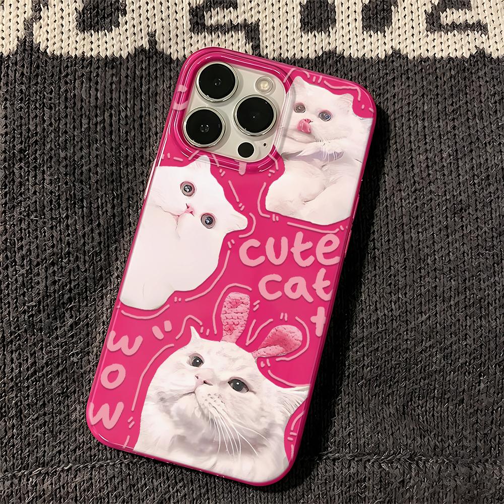 White Cat Phone Case For Iphone 17 16 15 14 Plus 13 Pro Max 12 11 17Air Funda Shockproof Cover Coque