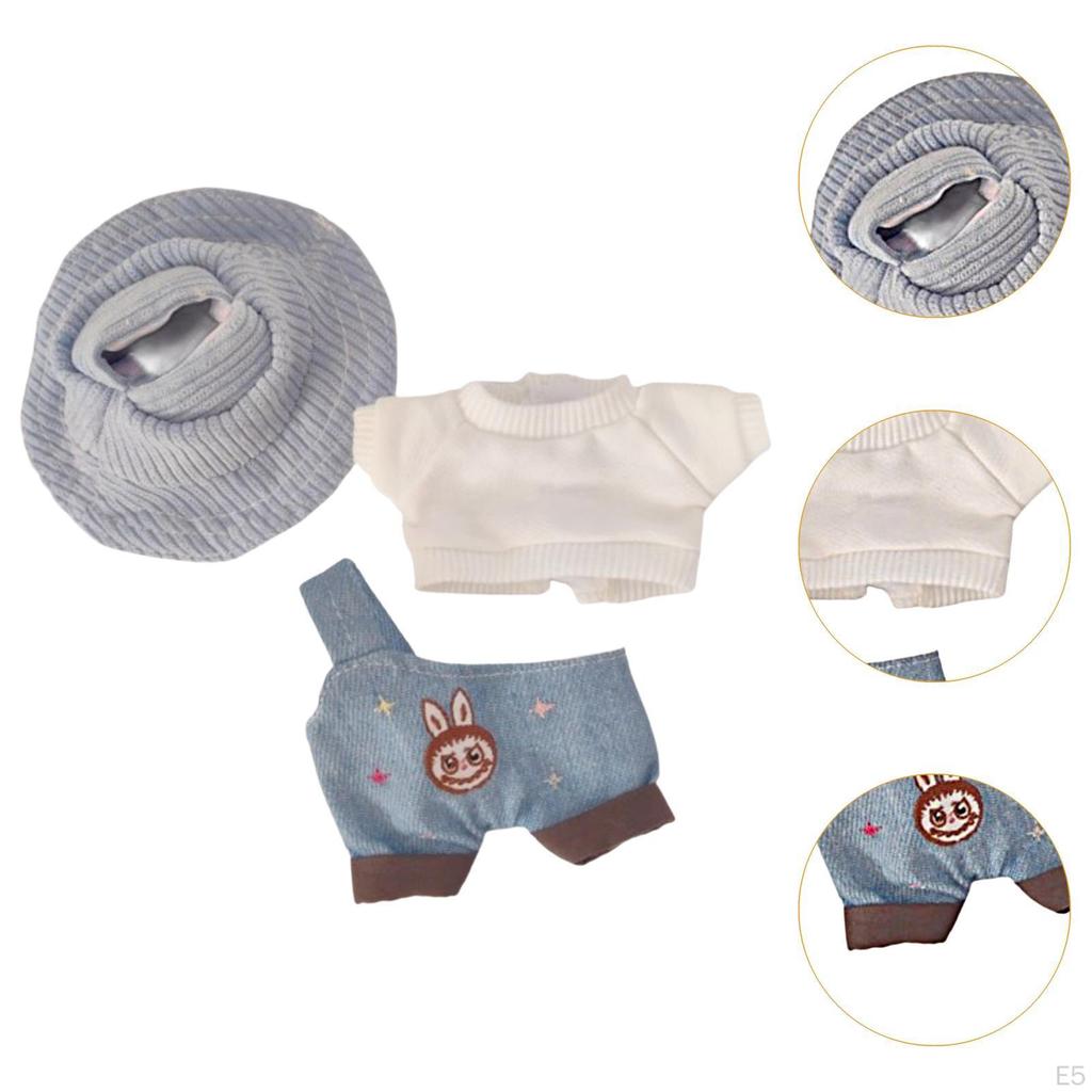 Plush Doll Clothes for 15cm 17cm Dress Up Soft Clothing Overalls