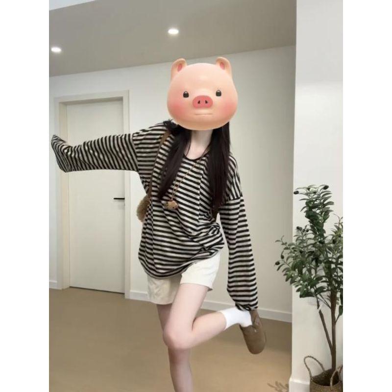 

Ленивая летняя тонкая блузка с длинными рукавами, повседневная, солнцезащитная Black tea L Recommended 52.50 kg-57.50 kg