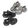Thick-soled heightening retro dad shoes women's spring and autumn muffin shoes 2025 new women's shoes waterproof gray sneakers rhinestones