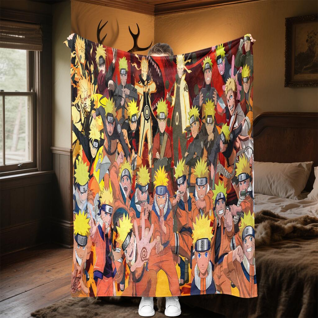 Japanese anime cartoon NARUTO famous Uzumaki Naruto blanket soft home furnishing nap decoration four seasons warm Sherpa blanket B5