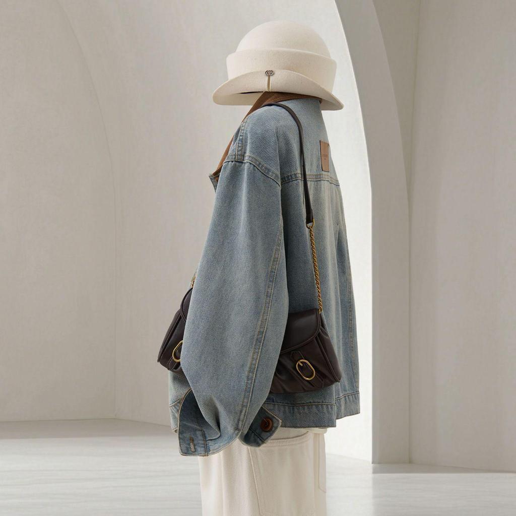 Color Block Denim & Corduroy Patchwork Women's Jacket - Autumn Korean Style