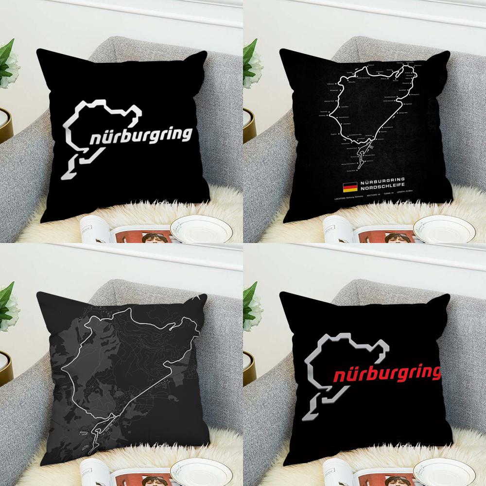 Nurburgring Sport Car Pillow Case For Car Sofa Decorative Home Doublesided Print Plush Square Throw Pillow Cushion Cover