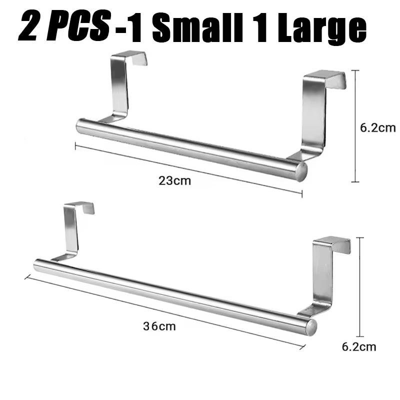 Hanging Organizer Shelf Wall Mounted Towel Bar1/2pc Stainless Steel Towel Rack Bathroom Towel Holder Stand Kitchen Cabinet Door