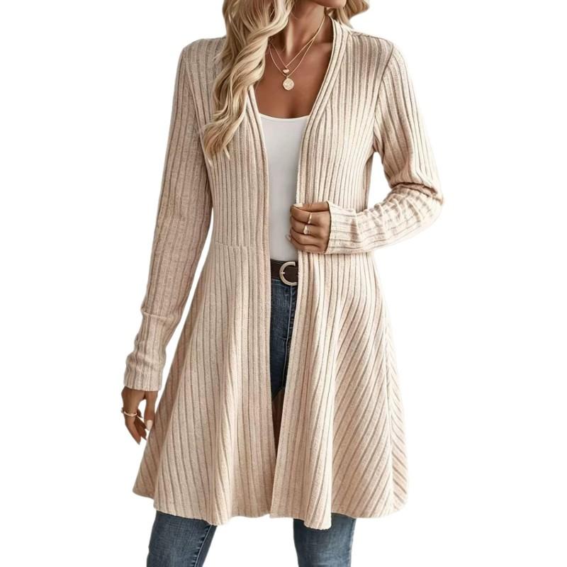 Womens Long Knit Cardigan 2026 Fall Winter Solid Color Casual Sweater Coat