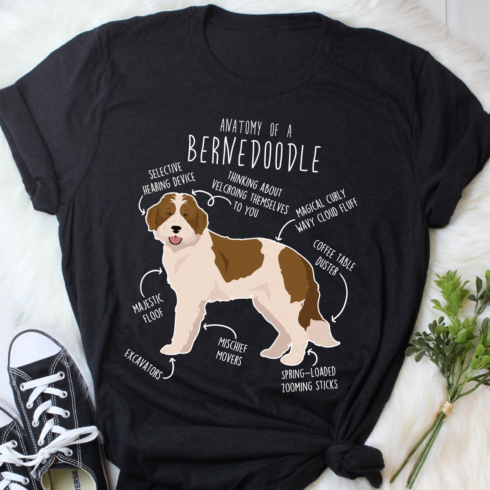 Bernedoodle Shirt, Parti Chocolate Bicolor Bernedoodle Dog Lover Gift, , Funny Cute Doodle T-shirt Poodle Mix Tshirt Mom Dad Brown 120