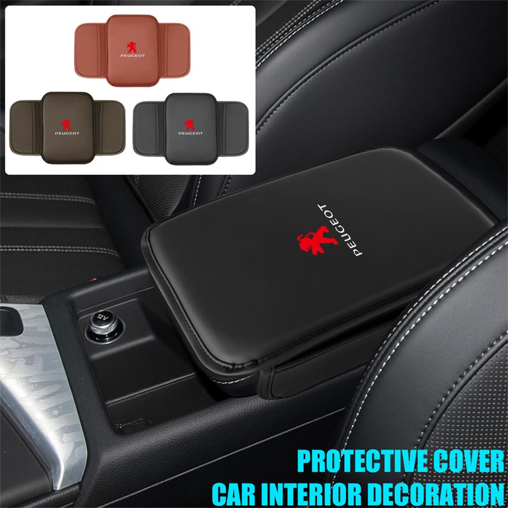 1pcs For Peugeot 206 2008 5008 307 3008 406 4008 PU Leather Car Armrest Mat Center Console Protector Cover Cushion Center CoverP