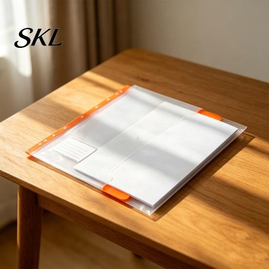 Large Capacity Paper Holder A4 Snap Button File Folder, Horizontal 11 Hole PP Document Organizer with Punch Binder Folder Name Card Slot, Transparent