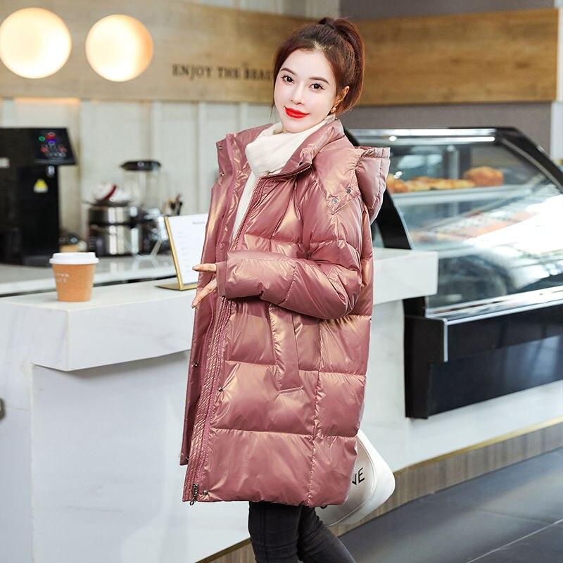 Autumn Winter Long Down Cotton Padded Thickened New Face Hooded