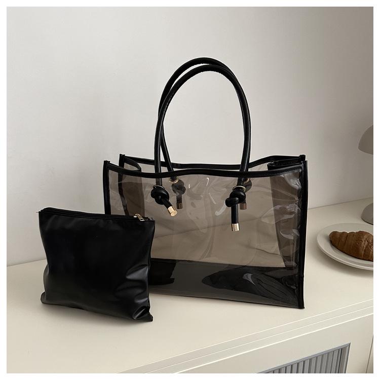 2024 Summer Women's PVC Large Tote - Transparent, Waterproof, Versatile Jelly Bag with Single Shoulder Strap and Large Capacity