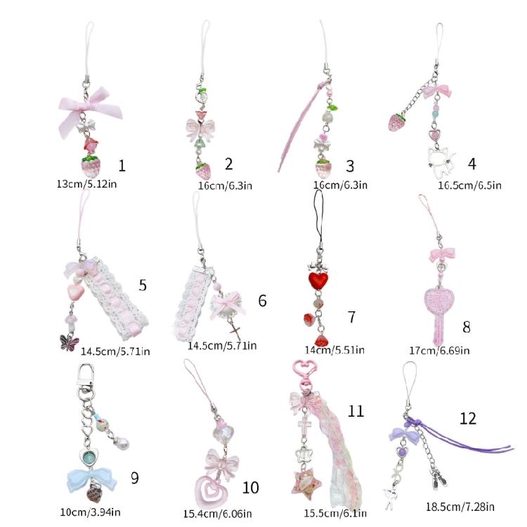 Elegant Beaded Keychain Acrylic Alloy Phone Charm Colorful Keyring Unique Bag Charm Fashionable Key Chain Accessory