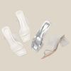 Fashion Summer Silver Strap High Heel Sandals Women Transparent Crystal Heel Pure Color Vulcanized Shoes