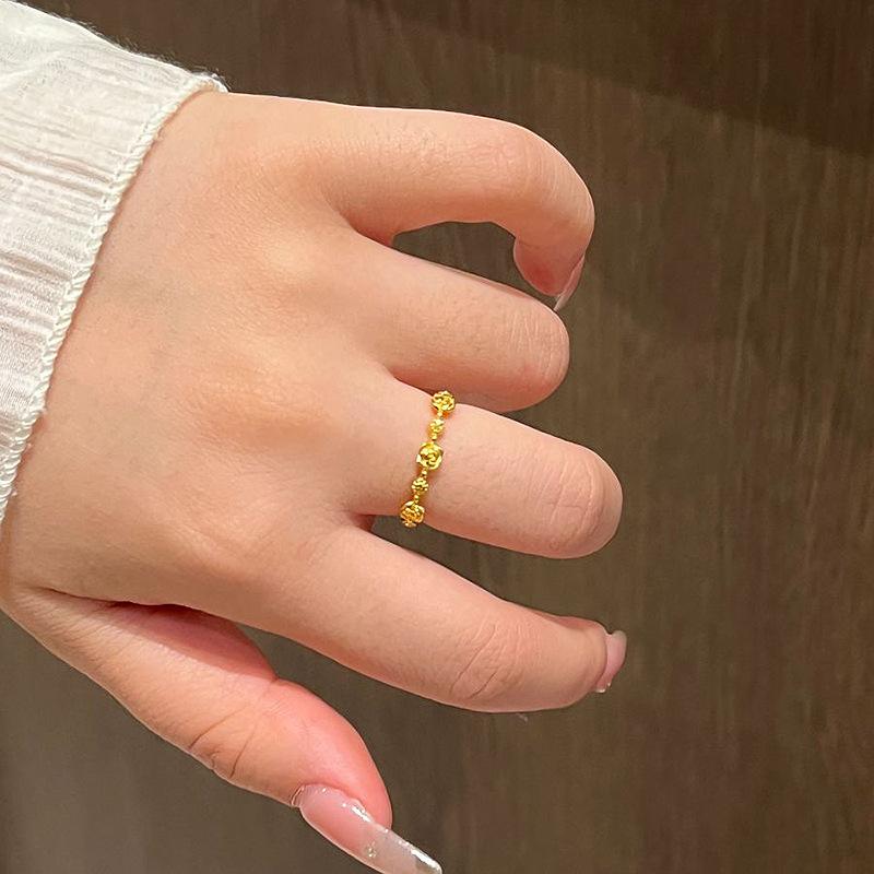 Classic Simple Glossy rose flower Ring antique gold craftsm retro and exquisite palace style suitable for daily jewelry gifts