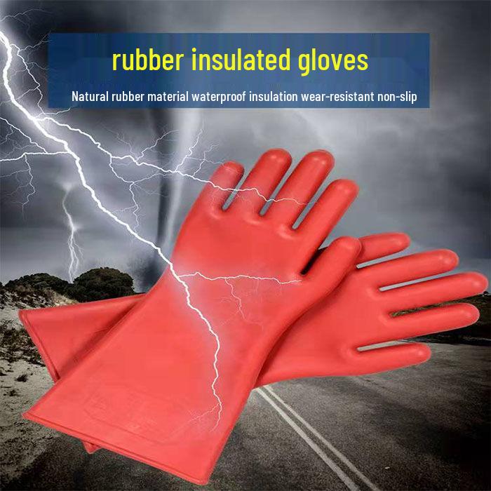 High-Voltage Insulating Gloves: 10KV-20KV Rubber, Anti-Shock, Anti-Static, Electrician Safety (12KV).