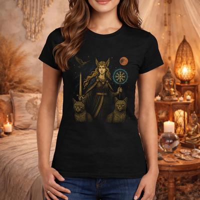 Freya Goddess Shirt for Women: Norse Mythology Tee | Viking Witchy Shirt | Nordic Pagan Mythology Lover Gift | Celestial Softstyle Tee