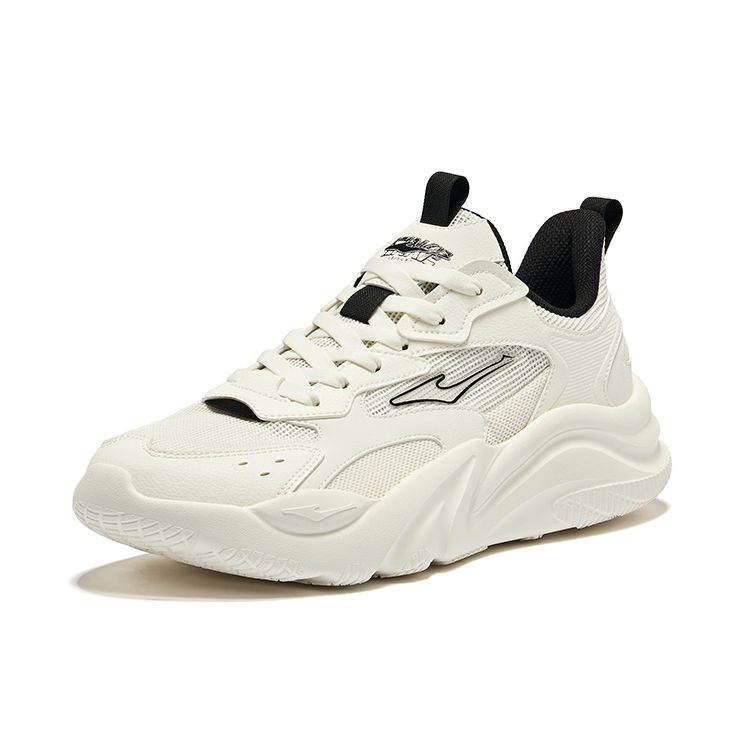 Erke Flowing Cloud Mesh Splicing Non-Slip Wear-Resistant Low-Top Casual Shoes Men sneaker Micro-Crystal-White 51124202161-001