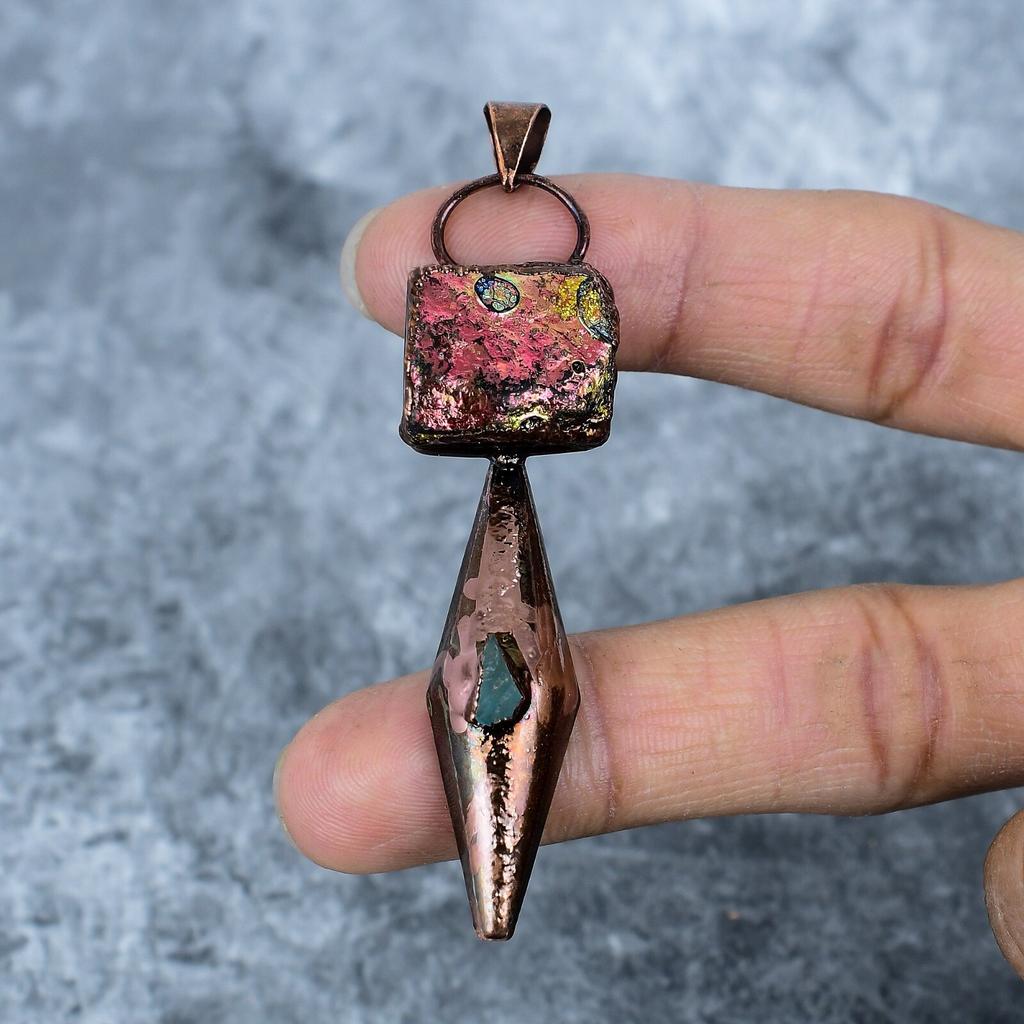 Natural Titanium Druzy Copper Engagement Wife Gift Electroformed Pendant Jewelry VP-57