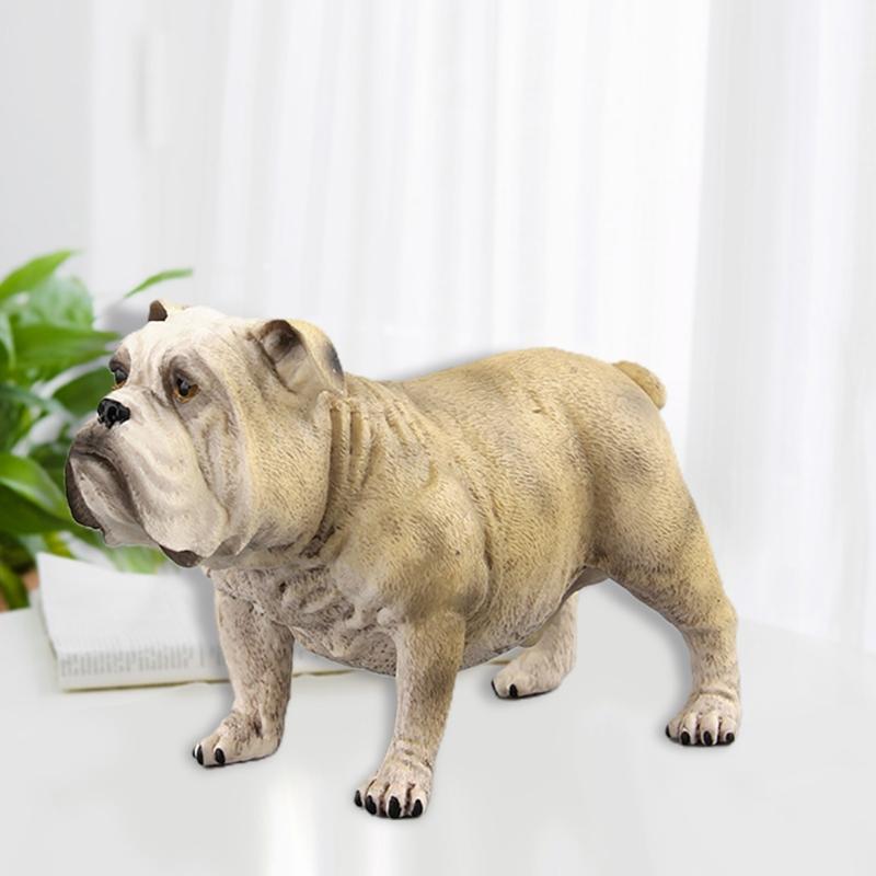 Realistic Puppy Bulldog Figurine Statue Sculpture Model for Dog Lover Collection
