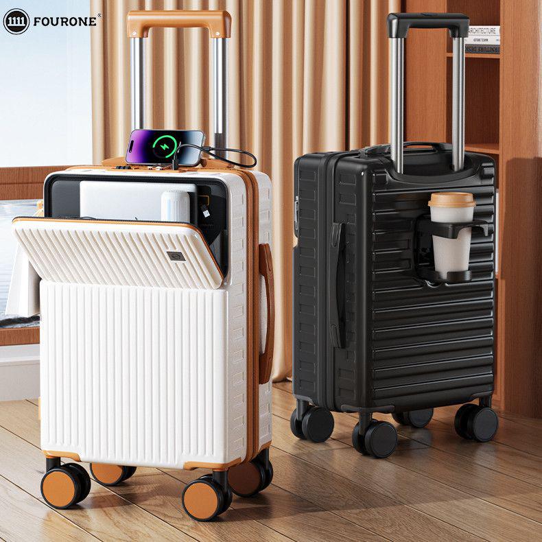 Multifunctional Student Trolley Suitcase with Front-Opening and Combination Lock, Large Capacity