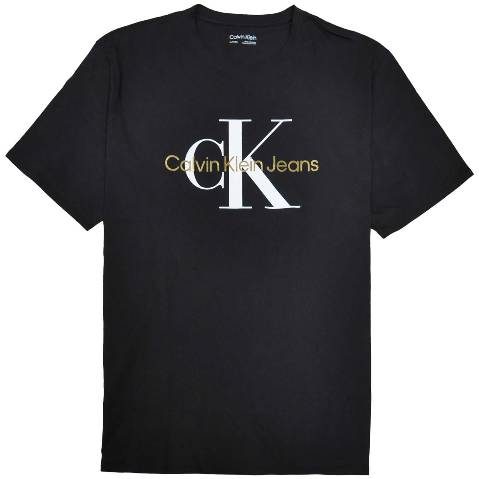 

Crew Neck Short Sleeve Classic Gold Logo Black Size L [Calvin Klein] Men s T-Shirt [Used]