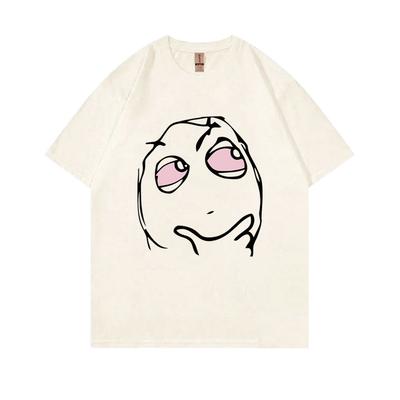 RAGE GUY Funny Meme T Shirt Manga Troll Face Be Me Pensive Red Eyes High Reaction Face T-Shirt Men Women Cotton Oversized Tshirt