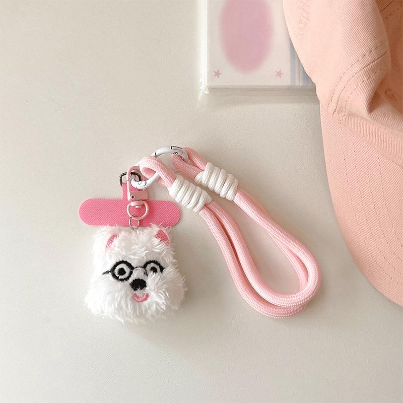 Plush Puppy Doll Pendant Mobile Phone Lanyard Clip Portable Rope Braided Rope Wrist Creative Anti-Drop