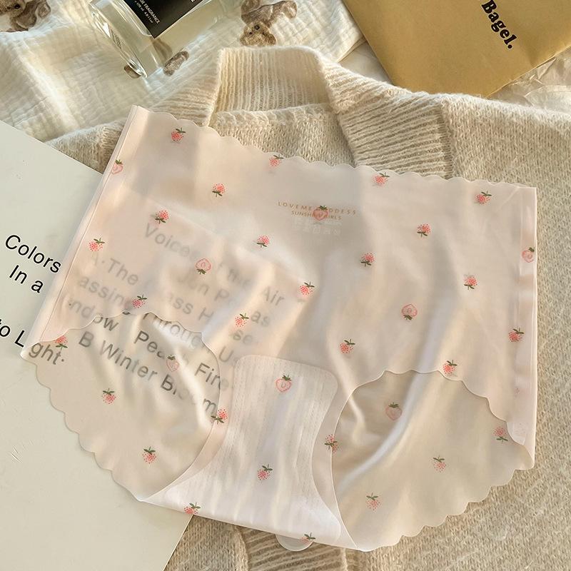 Ice Silk Polka Dot Seamless Quick-Dry Women's High-Waisted Breathable Antibacterial Panty