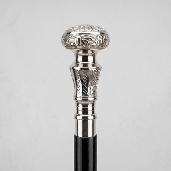 Luxury Engraved Walking Cane with Silver Handle