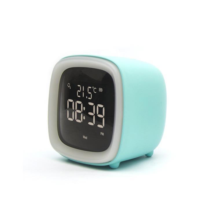 Kids Alarm Clock Cute Tv Night Light Alarm Clock For Children Desk Clock Rechargeable Battery Operated blue#0