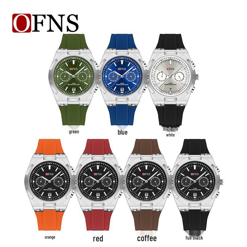 OFNS Men's Fashion Quartz Watch: Youthful Design with Calendar, Waterproof, Multi-Functional Wristwatch