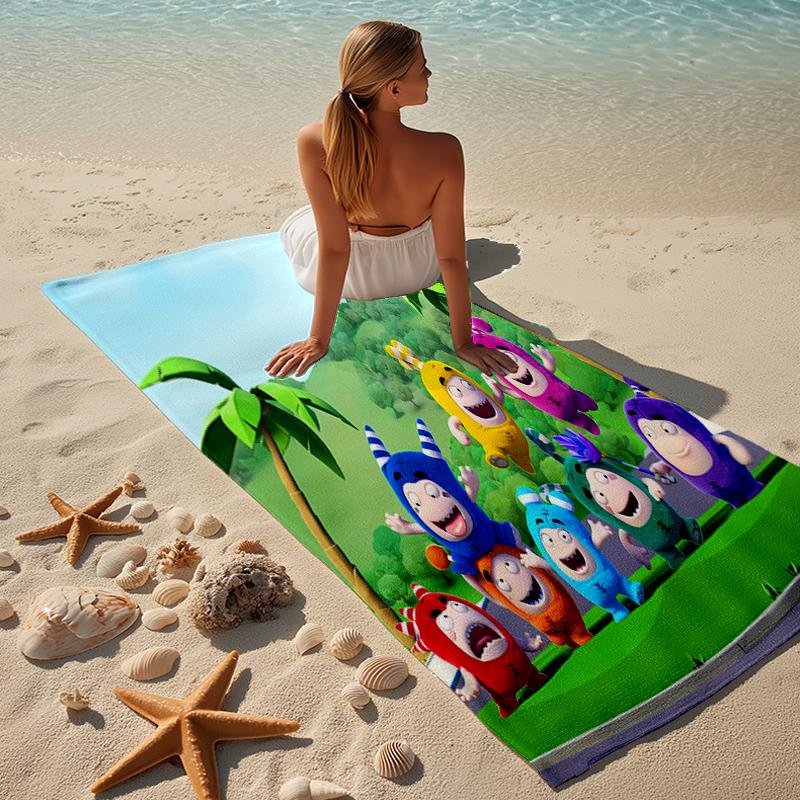 proof beach towel with a Oddbods pattern - soft,absorbent,quick-drying,machine washable - perfect for swimming,camping,bathing
