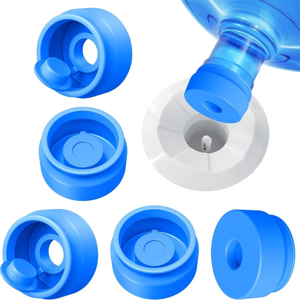 Gallon Water Jug Cap, Silicone Reusable Replacement Cap, Non Spill Bottle Caps for 55mm Bottle Water Dispenser Caps - Pack of 5