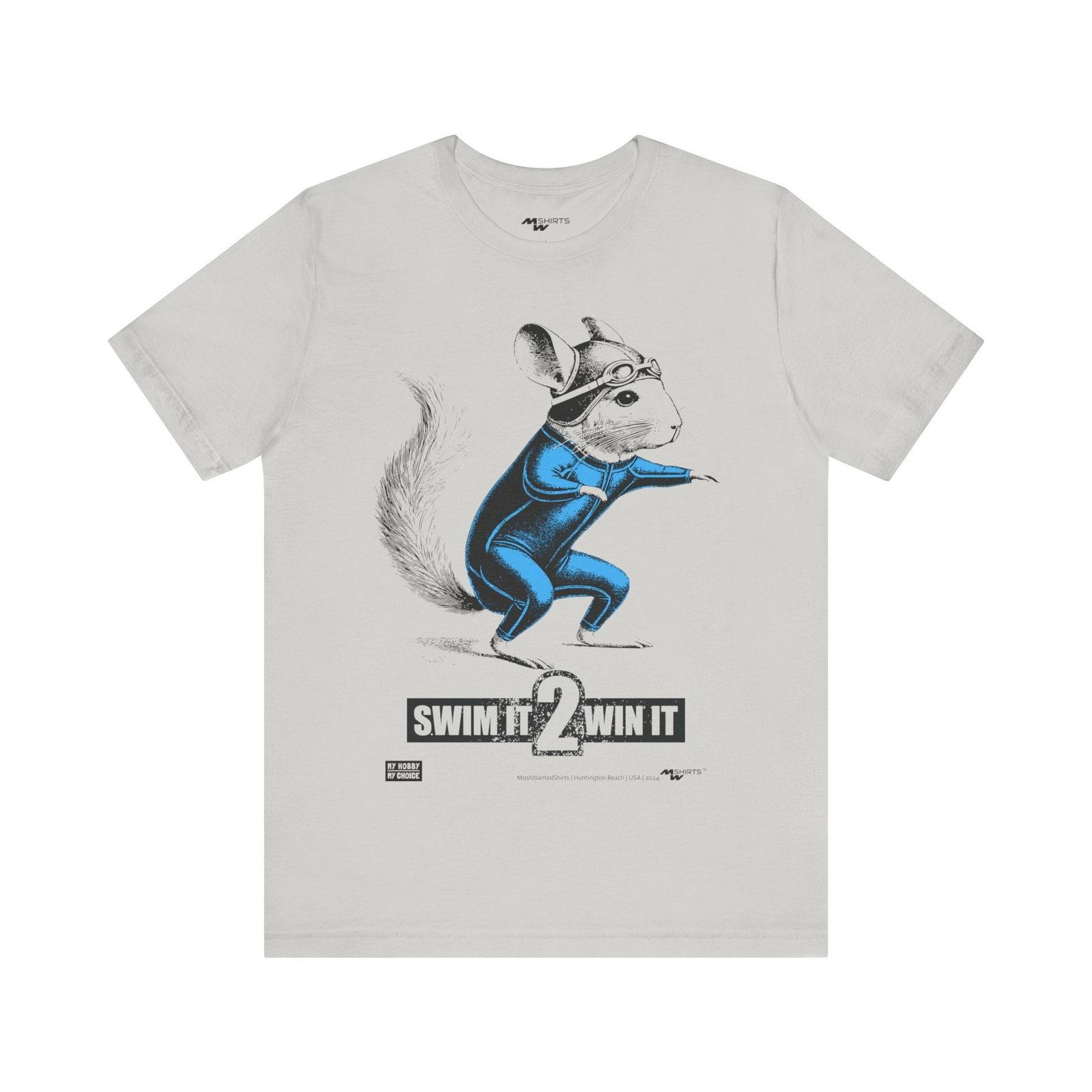 Swimming Chinchilla T-Shirt: Engraving Style Swim It 2 Win It Design 2XL