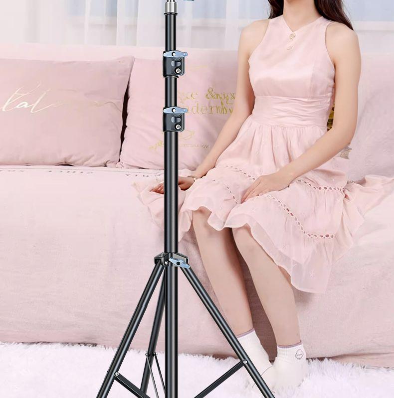 Dual Phone Live Streaming Stand with Multi-Camera Holder and Fill Light for Douyin