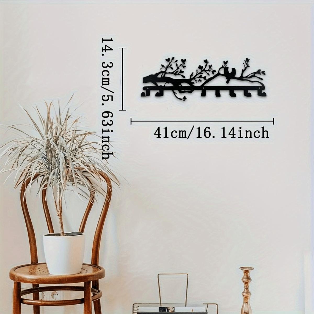 

Metal Birds Key Holder Wall Mount Coat Hat Towel Rack Modern Floral Decor