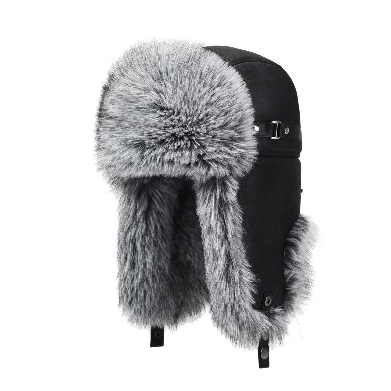 

Зимняя мужская шапка-локомотив из искусственного меха, утолщенная теплая, для среднего и пожилого возраста, с защитой ушей от холода L（58-60cm） чёрный