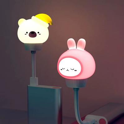 USB Night Light LED Cute Cartoon Bear Rabit Night Lamp with Remote Control for Baby Kid Bedroom Decoration Bedside Lamp