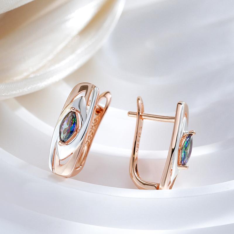 Luxury Colorful Stone English Earrings For Women Rose Gold Color Mixed White Gold Natural Zircon Trendy Daily Jewelry