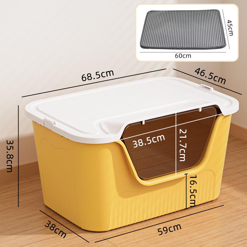 Oversized Splash-Proof Semi-Enclosed Cat Litter Box