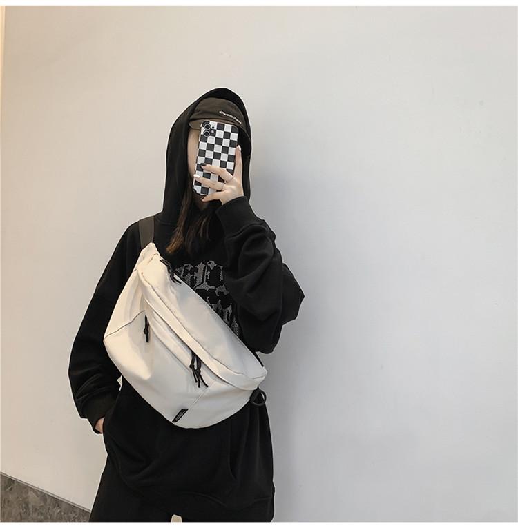 Large Capacity Unisex Crossbody & Waist Bag - Japanese Style, Solid Color, Trendy Hong Kong Street Design