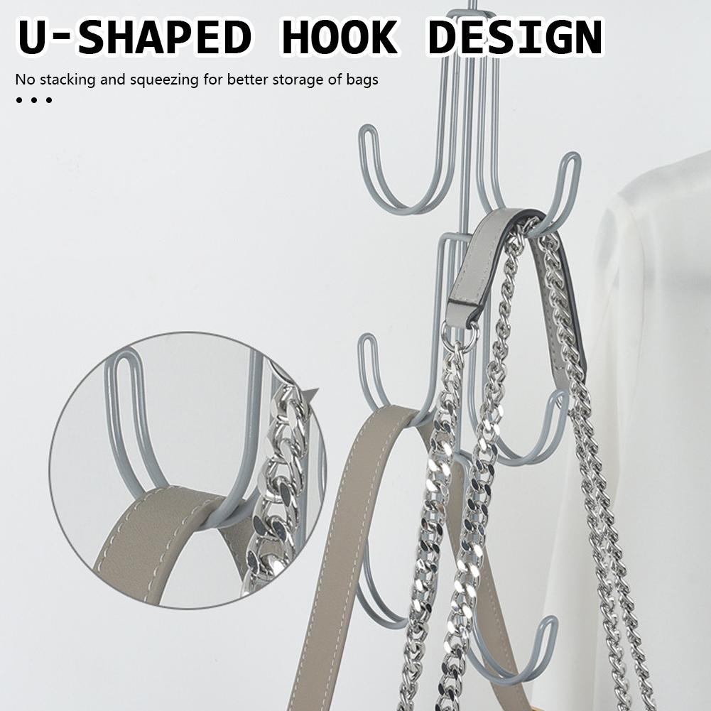 Metal Rotated Handbag Storage Hanger Organizer Multi-Layer Bag Ties Scarf Hanging Hook Space-Saving Clothes Hanger For Wardrobe