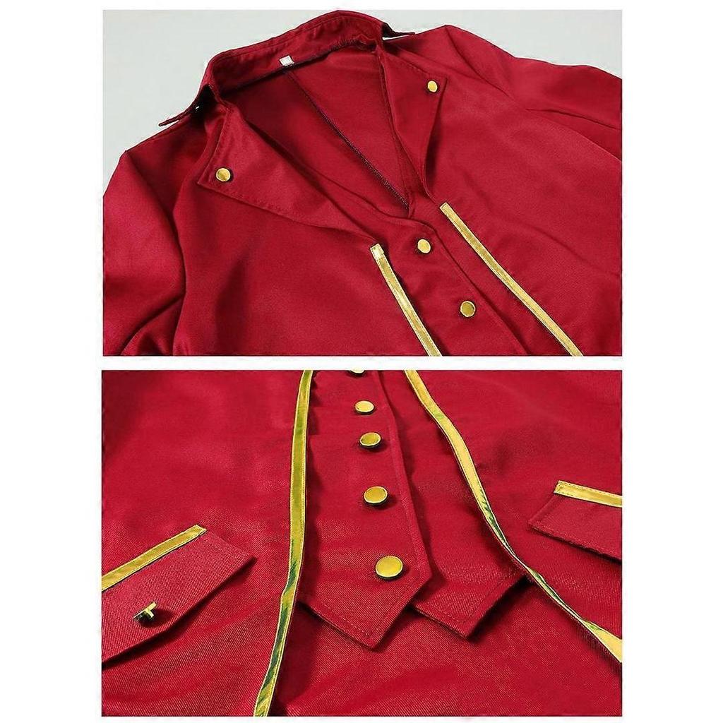 Mens Tuxedo Medieval Retro Punk Gold Trimmed Overcoat Carnival Costume