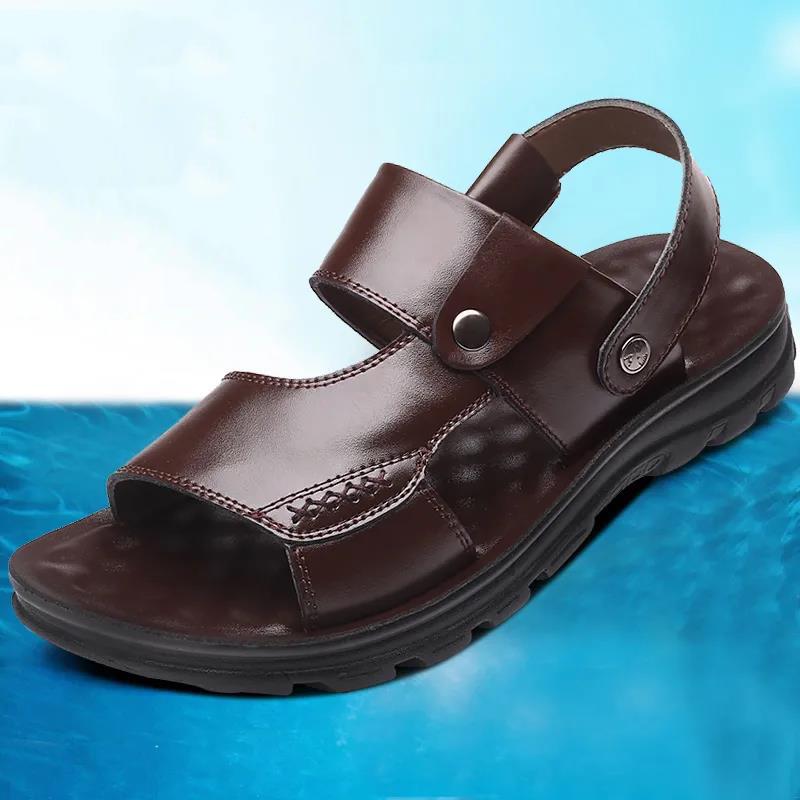 Sandalias de vaca de primera capa sandalias de playa para hombre de verano  zapatos de playa para hombre suave fondo sandalias de cuero antideslizante  y zapatillas zapatos de doble propósito comprar a