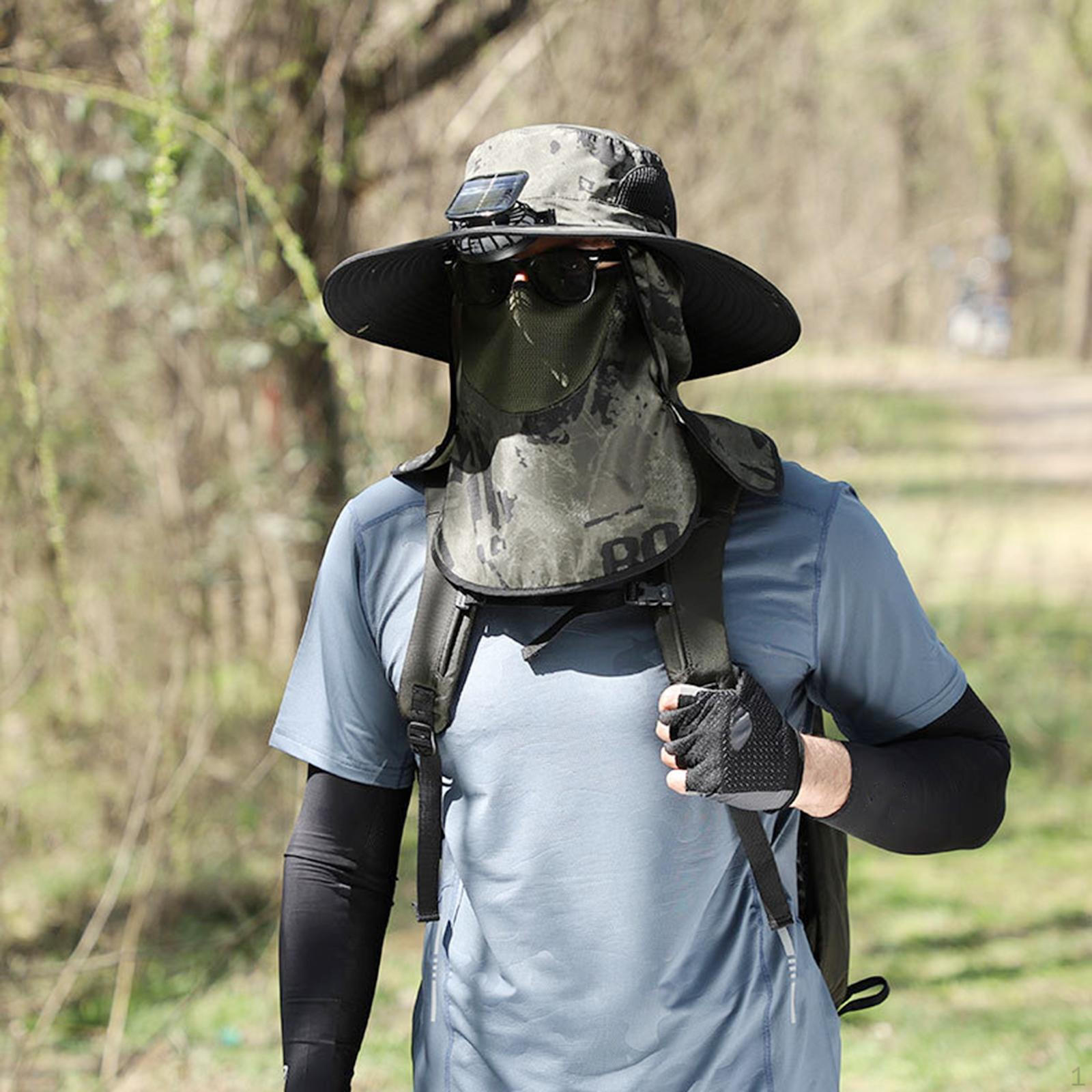 

Уличная шляпа с солнечным вентилятором, регулируемая, дышащая, легкая, с широкими полями, защита от солнца, рыбалка Dark Green