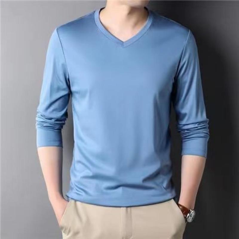 Spring Summer Period Long Sleeve Cultivate Ones Morality Men's T-shirt O-neck Solid Polyester T Shirt Men Red Blue Black