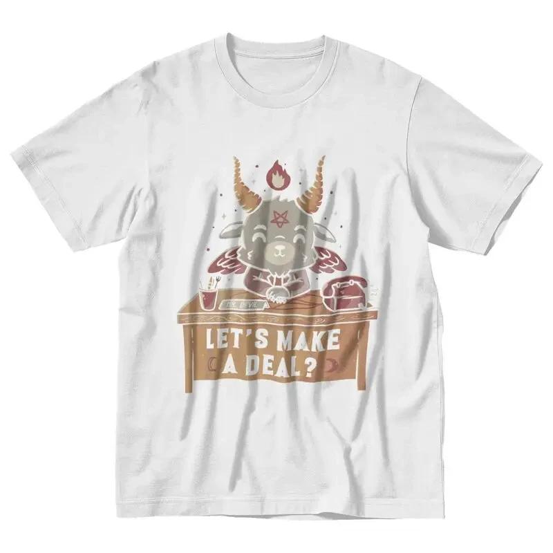 Kawaii Satan Demon Graphic Tshirts Funny Goat TeeHail Baphomet Horror Funny Evil T Shirt Men Women Summer M-4XL Tee Shirts
