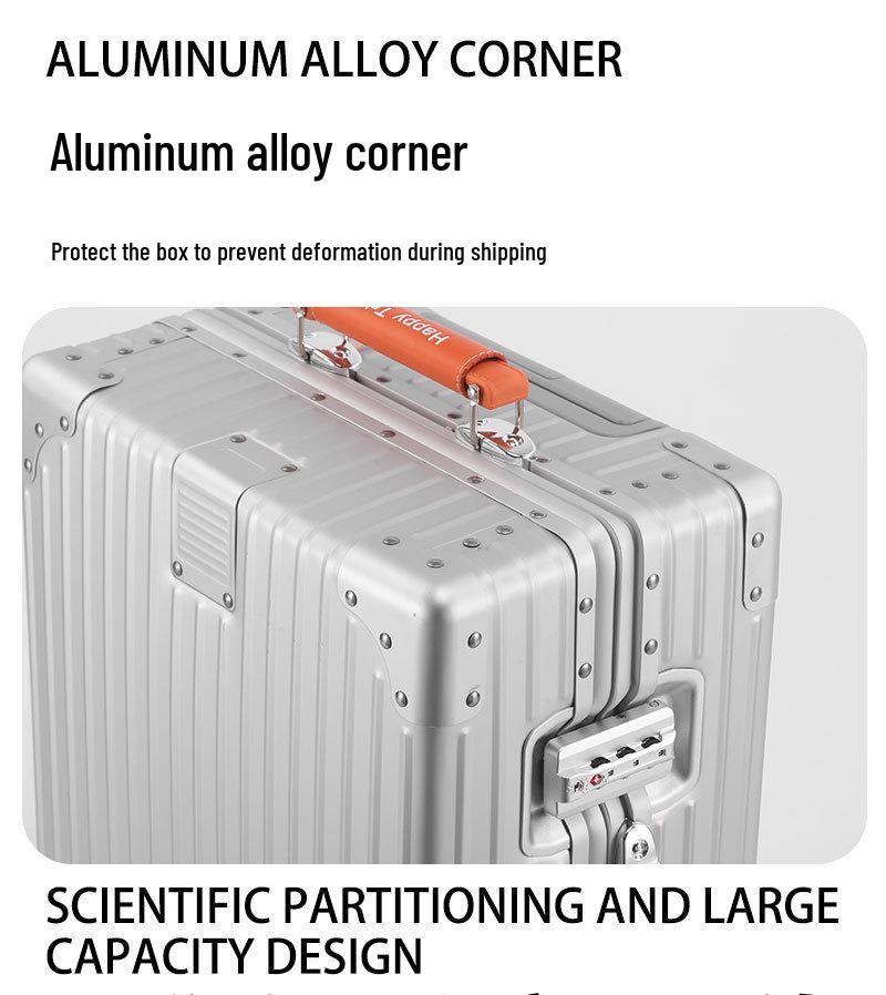 20" Aluminum-Magnesium Alloy Suitcase with Leather Handle - Jelly Wheel Design