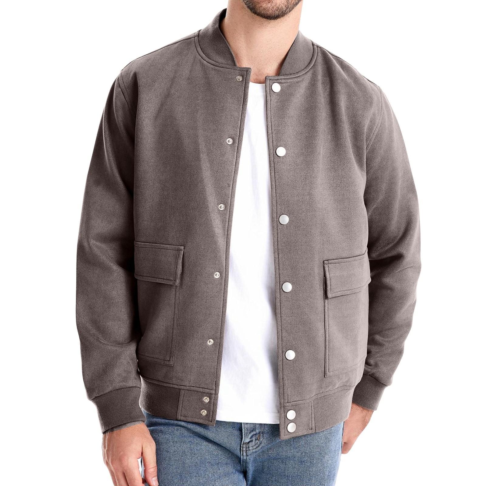 

Мужская зимняя бейсбольная куртка, мужское замшевое повседневное пальто с карманами L хаки