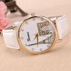 Eiffel Pattern Tower Watch Pu Strap Quartz Wrist Watch Decoration Gift Fashion